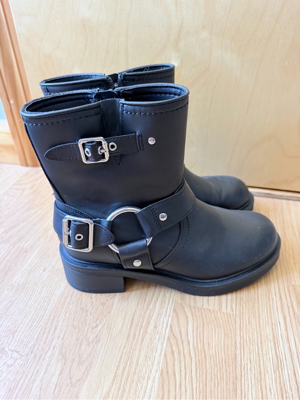 Target Black Harness Moto Ankle Boots with Silver Buckles